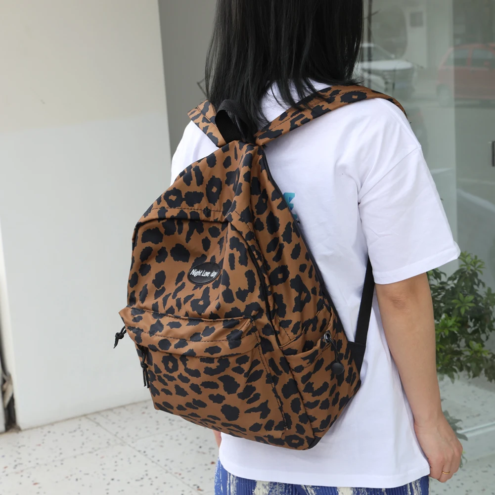 

Casual Nylon Preppy Style School Bag For Students Fashion Zebra Leopard Pattern Printing Backpack Women Large Capacity Knapsacks