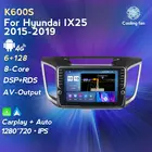 Автомобильный радиоприемник, Android 8-ядерный, 6 + 128G, мультимедийный плеер для Hyundai Creta ix25 2015-2019, GPS-навигация Carplay + Авто WIFI 4G LTE BT