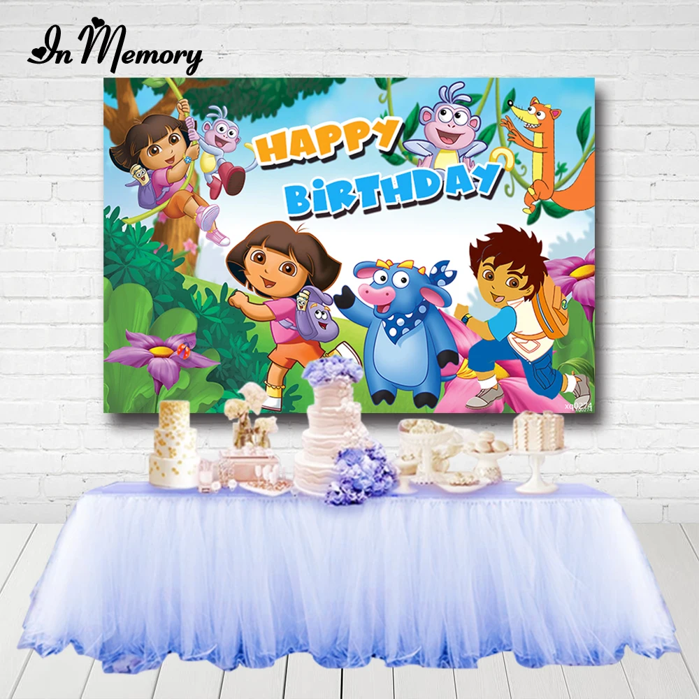 InMemory фоны для фотосъемки с изображением Доры и Explorer смелые девушки сафари