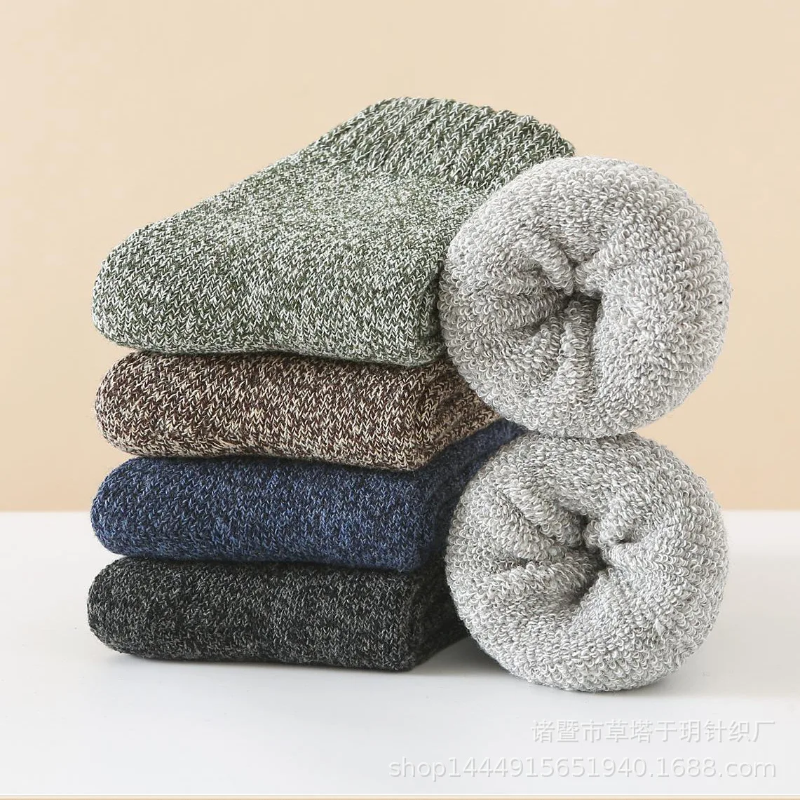 

5 pairs/lot winter Socks Men Mid tube Sock thermal Thicken Wool Socks Knee High Socks Towel Non-Slip Warm Snow Socks warm