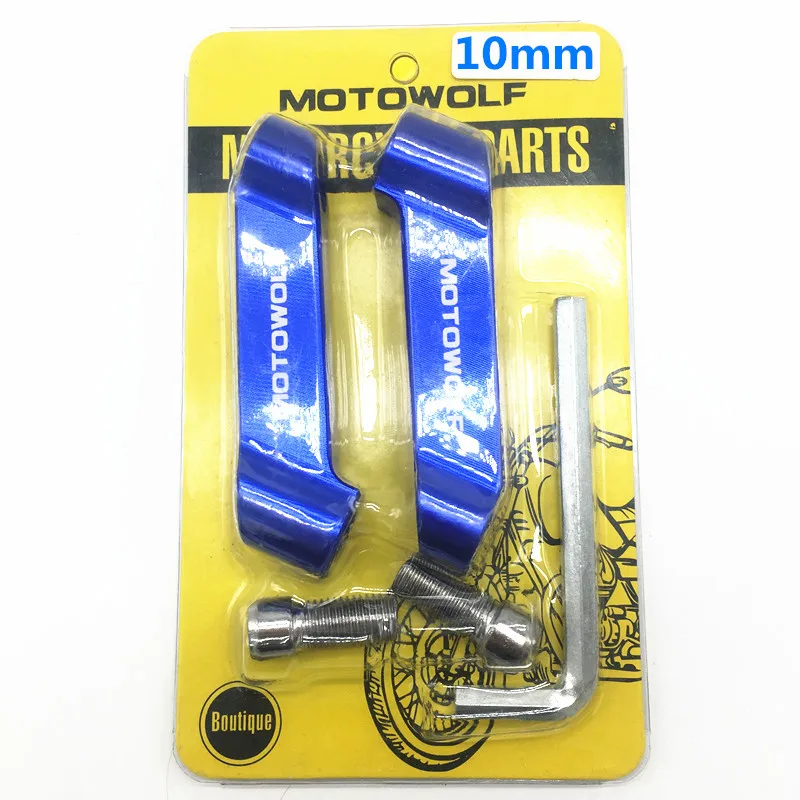 10 mm 1 pair blue Мотоцикл Зеркало заднего вида длинная Подставка Кронштейн держатель Универсальный 8/10 мм Мотоцикл заднего вида дополнение к зеркалу кронштейн держатель - Цвет: 10 mm 1 pair blue