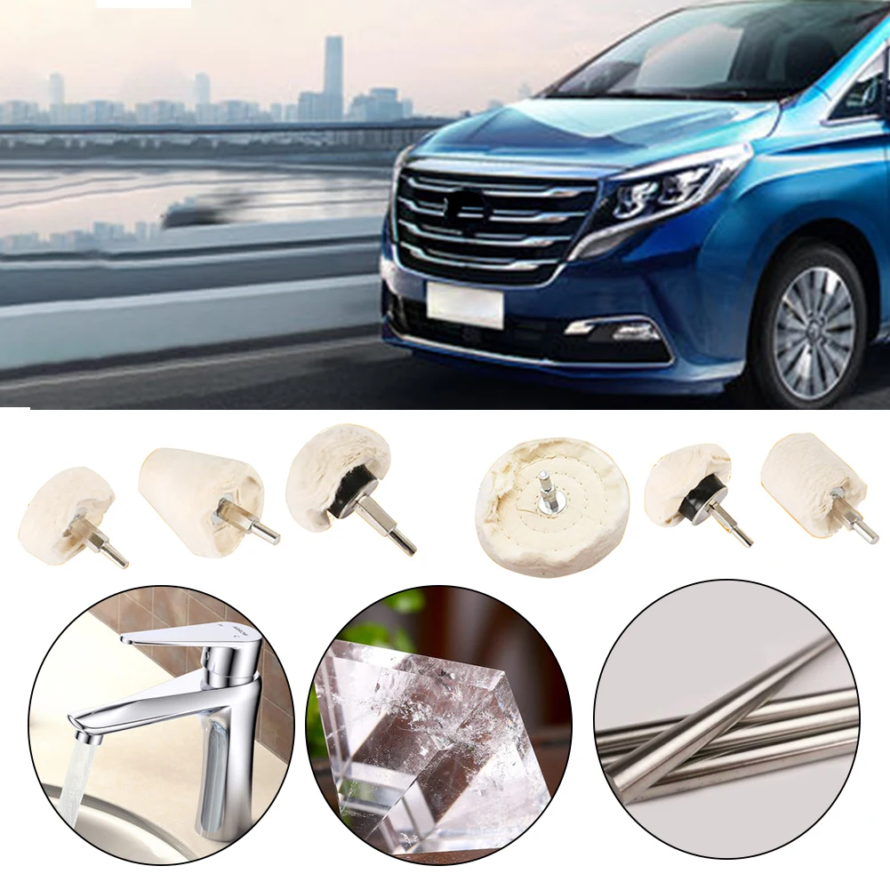 

6pcs Tool Rotary White Cloth Portable Easy Apply With Shank Removal Accessories Buffing Polishing Wheel Car Mini Multipurpose