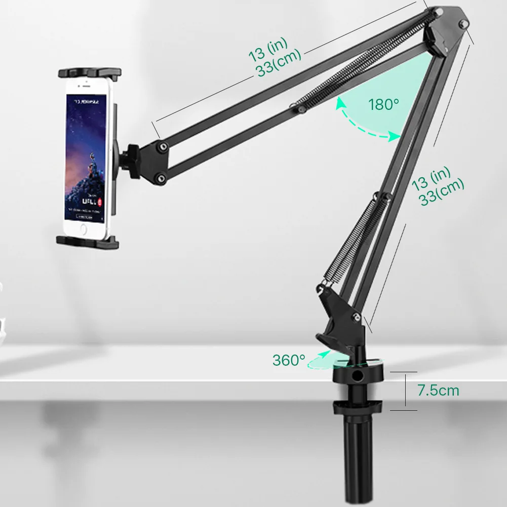 vmonv long arm rotating tablet phone holder for iphone samsung huawei 5 to 13 inch bed desktop mount stand for ipad air pro 12 9 free global shipping