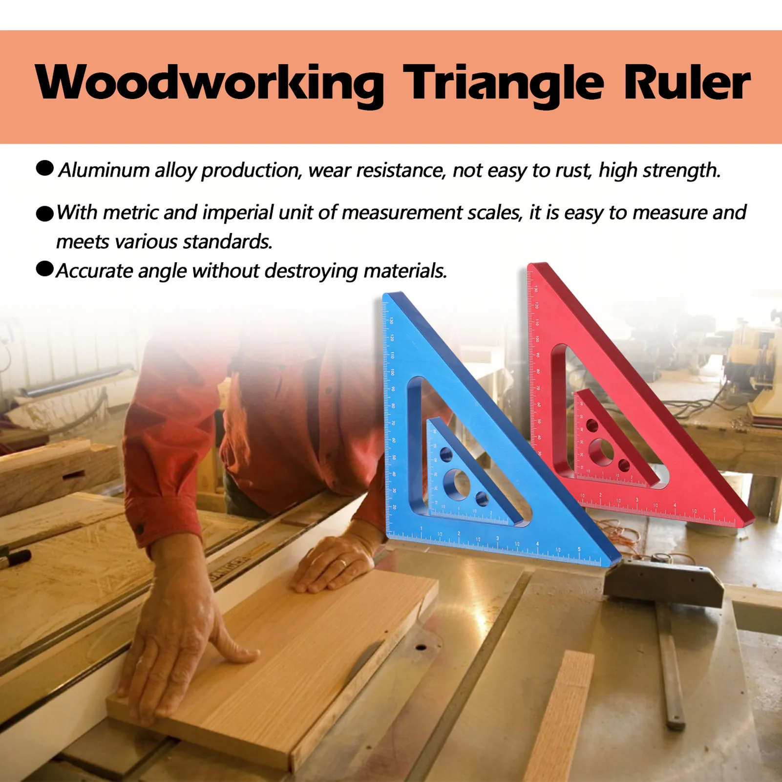 

Aluminum Alloy Height Ruler Metric Inch Height Ruler Woodworking Square Measuring Tools Kit Woodworking Triangles Ruler