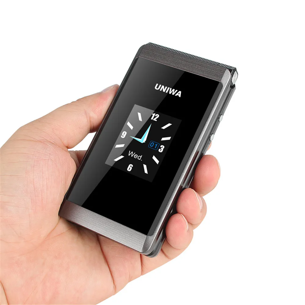 Мобильный телефон раскладушка UNIWA X28 2G GSM двойной экран кнопочный ввод стильная