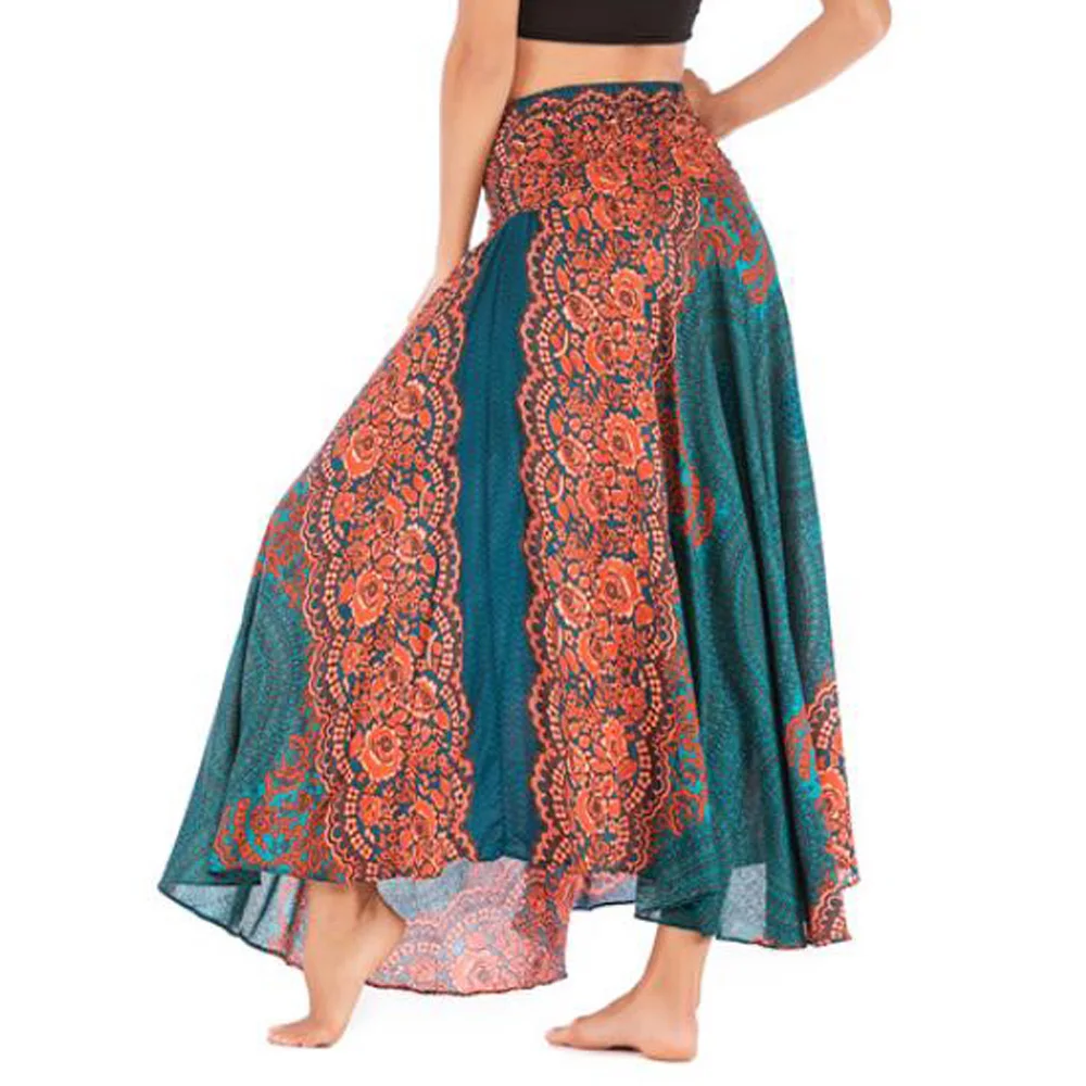 

Bohemian Asymmetrical Women Long Skirt Summer Beach Style Floral Printed High Waist Casual Skirt Ins New Arrival Skirt 2021