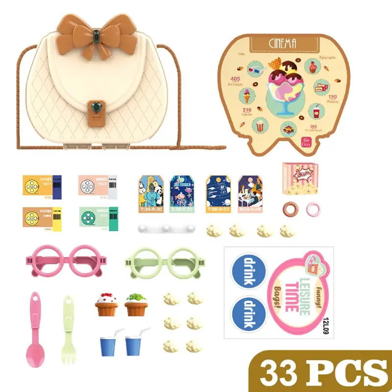 

Children Simulation Kitchen Ice Cream Tableware Makeup Jewelry Tools Role Pretend Girls Play House Toys Set Shoulder Bag Gifts