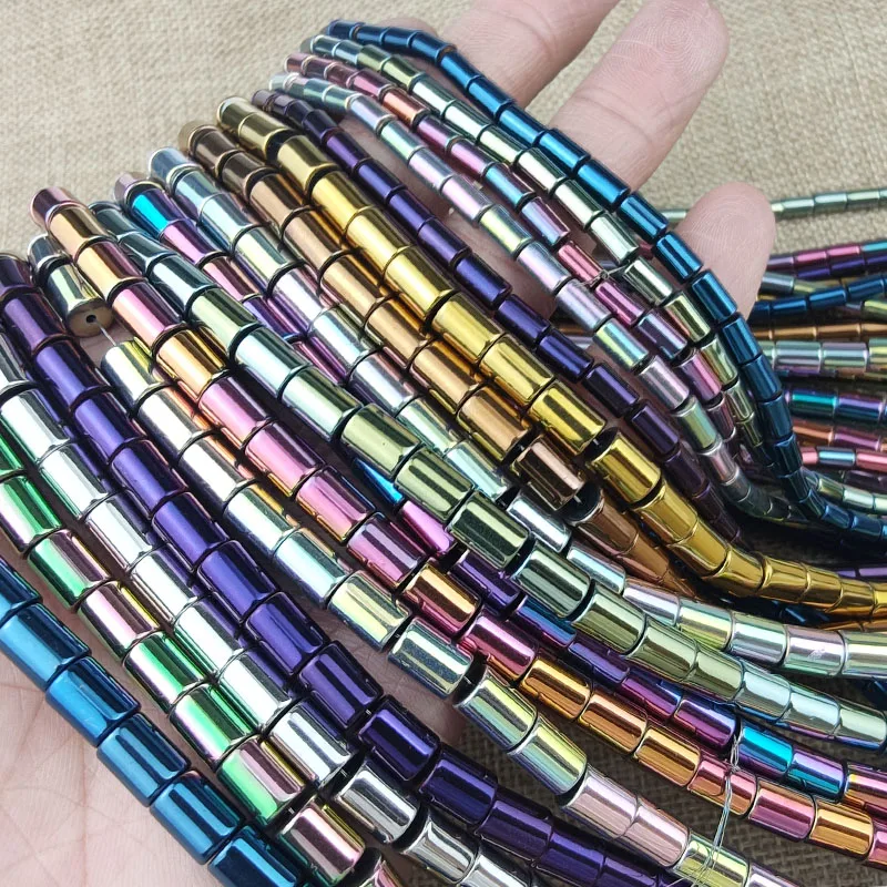 

Natural Stone Cylinder Round Hematite Beads 4/6/8MM Blue,Gold Green Spacer Loose Beads For Jewelry Making Diy Ring Bracelet 15''