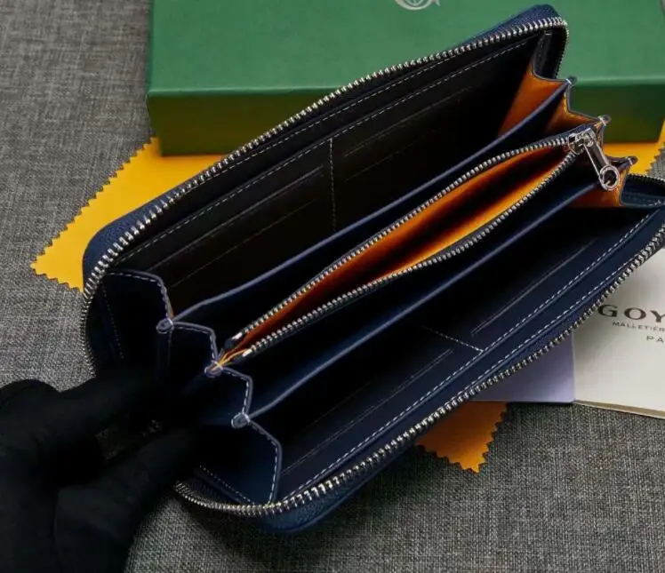

High-end designer man women wallet Genuine leather cowhide long zipper wallet 19cm