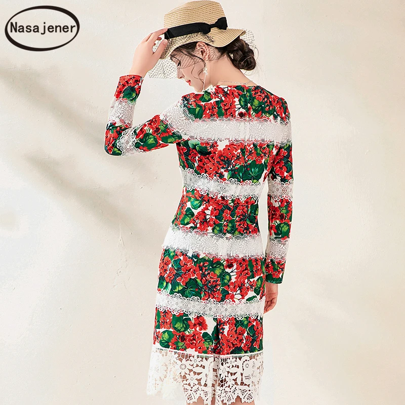 Осень Новая мода элегантный темперамент печати сплайсинга для получения тела