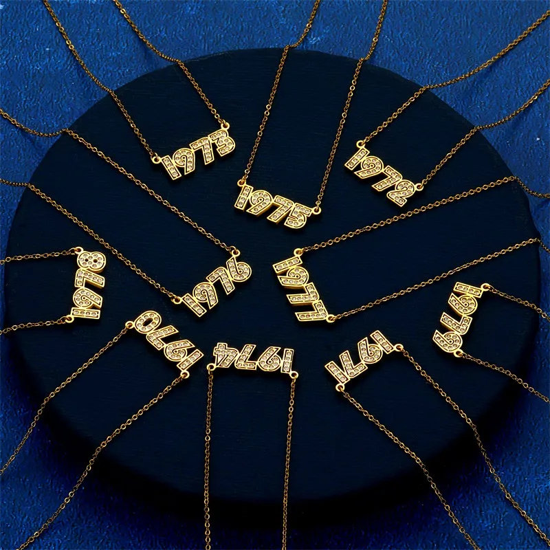 Ожерелья из нержавеющей стали с номером года на заказ для женщин и мужчин