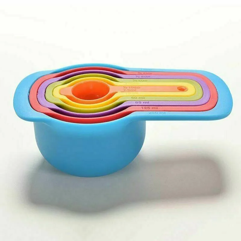 

Measuring Cup Spoons Colorful Cooking 6pcs Kitchen Tool Set Baking Nested