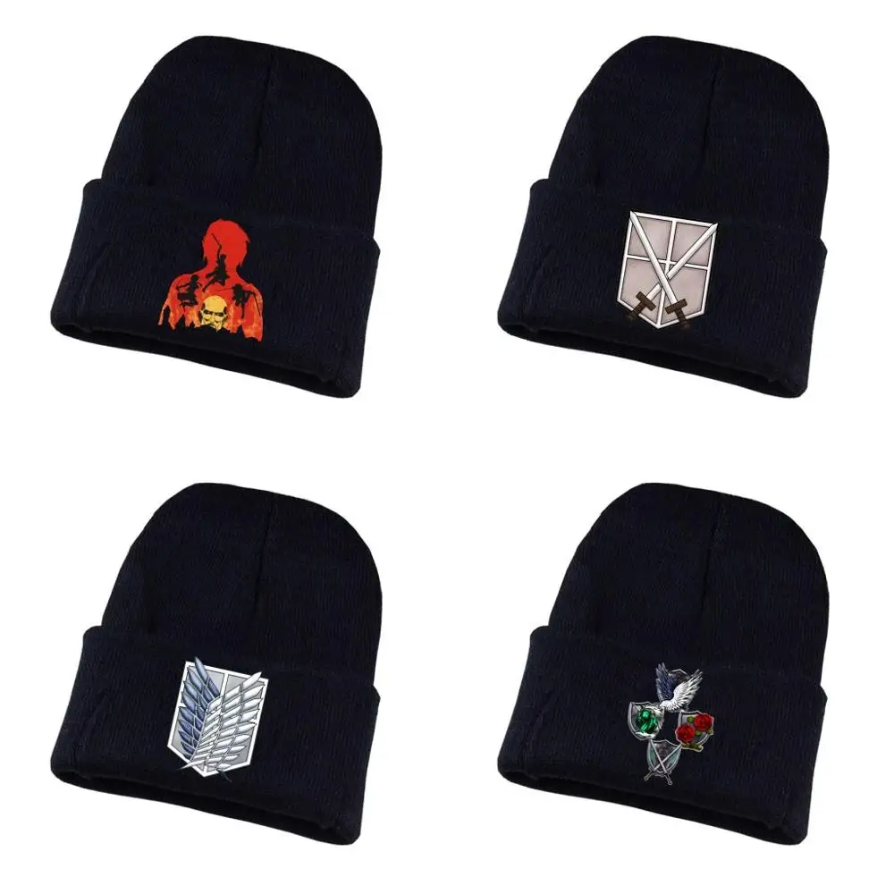 Вязаная шапка для косплея из аниме атака на Титанов унисекс с принтом
