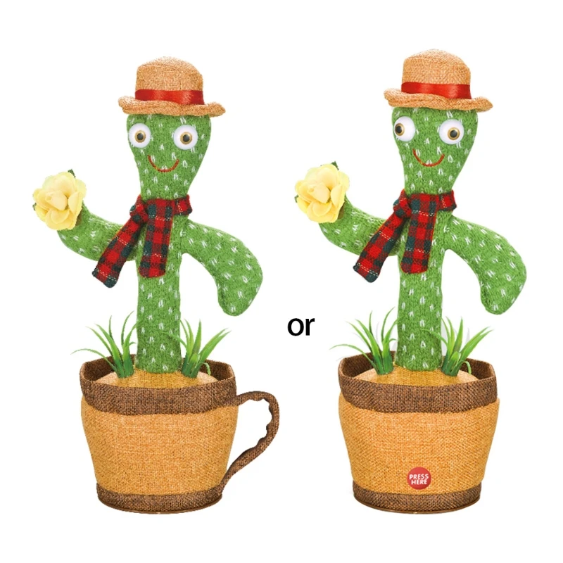 

45BF Funny Cactus Plush Toy Wriggle Dancing Shake with Song Electronic Mimicking Talking Toys Birthday Gift for Kids