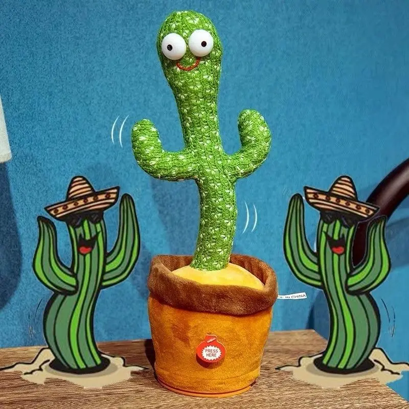 

Cactus Plush Decoration Crafts Electric Singing 120 Songs Dancing Twisting Cactus Luminous Recording Cactus Ornaments Home Decor