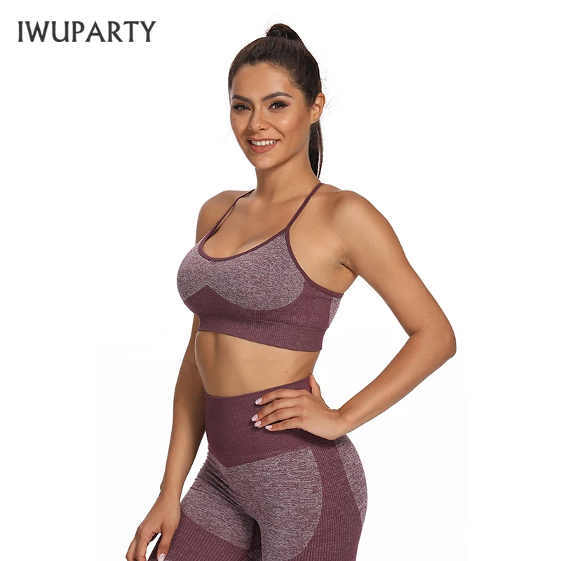 Спортивный бесшовный комплект спортивные Леггинсы женский спортивный