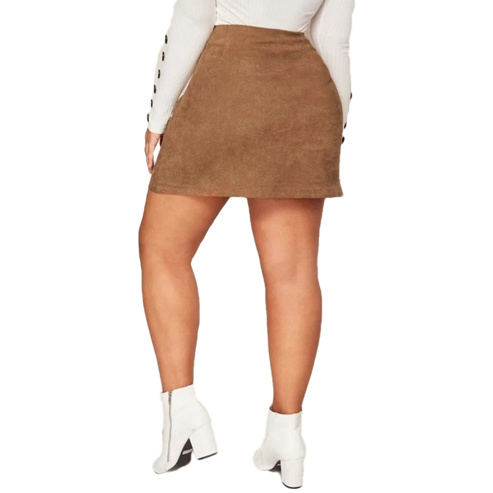 Женская Вельветовая короткая юбка-карандаш с завышенной талией и молнией