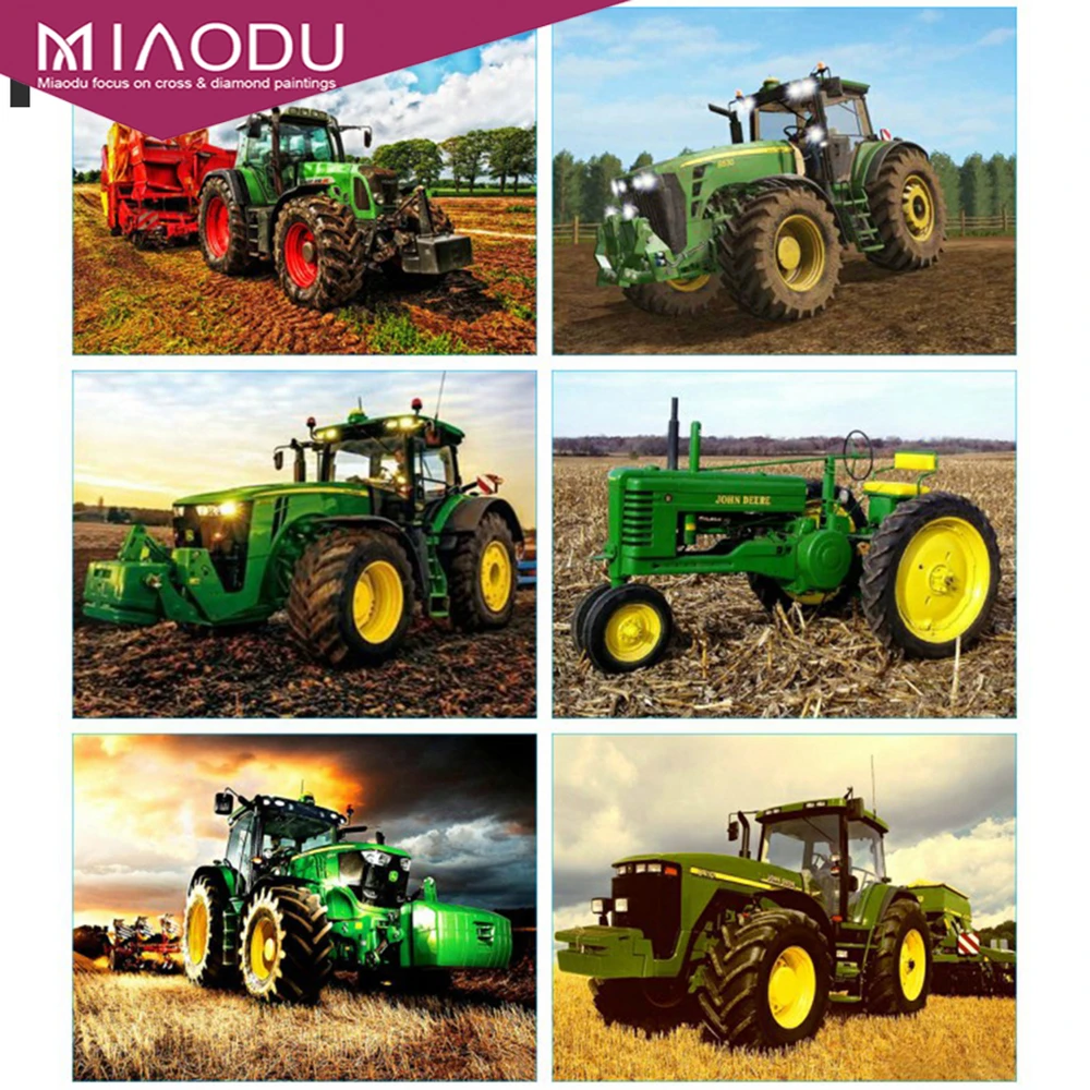 

Dbqp Diamond Painting Full Tractor Diamond Embroidery Landscape Cross Stitch Wall Stickers Diamond Art