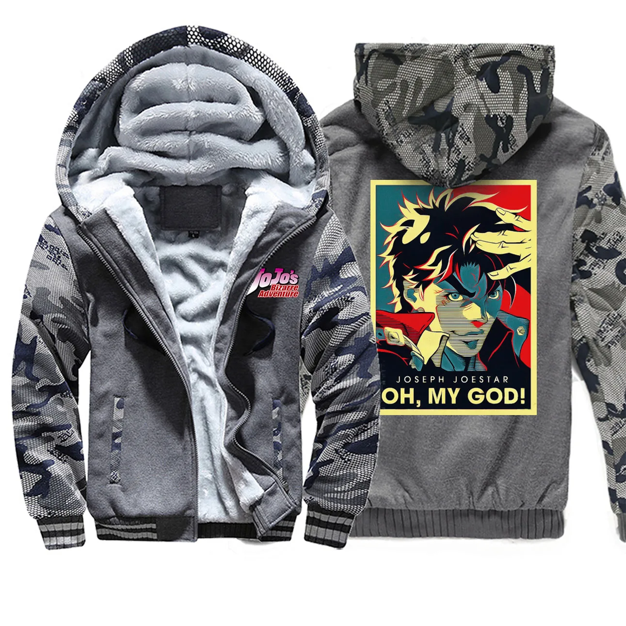 Мужская куртка Jojo's Bizarre Adventure Japan Anime Oh My God Joseph Joestar Camo теплая уличная в стиле