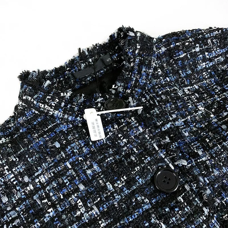 Женская твидовая куртка 2020 дизайнерская клетчатая Свободная элегантное пальто