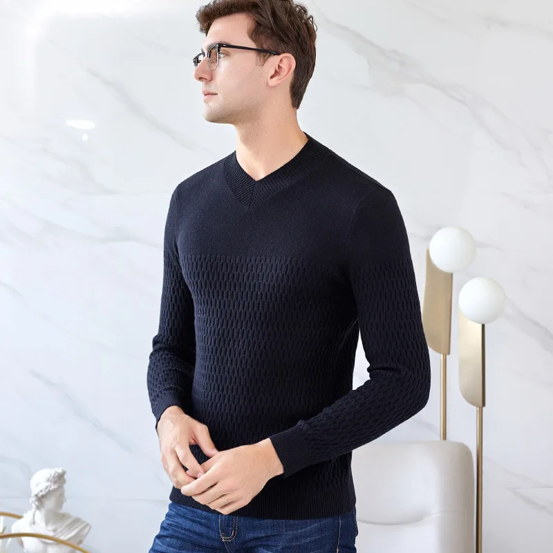 Новинка 100% шерсть жаккардовый пуловер для молодых модный полу-высокий воротник