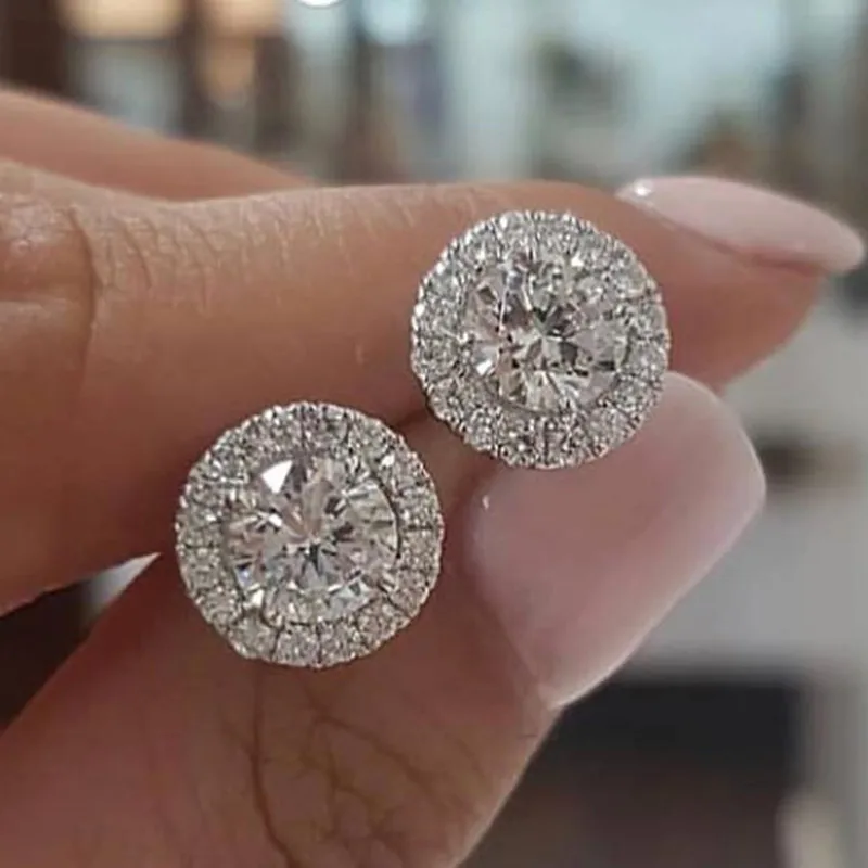 Роскошные теннисные серьги гвоздики Earrring AAAAA cz реального 925 серебро обручальные