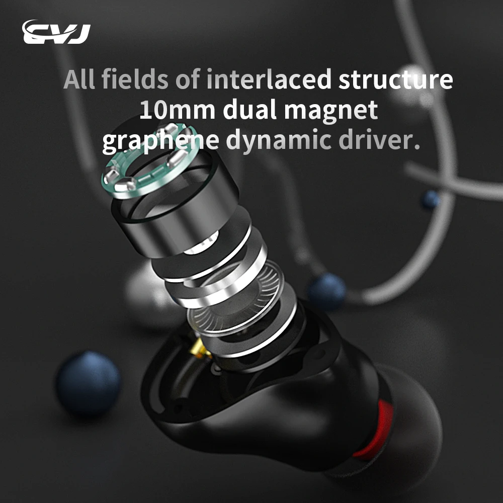 

CVJ Mirror 2BA + 1DD Metal Hybrid In Ear Earphones Sport Hifi Headphone Monitor with Detachable Cable