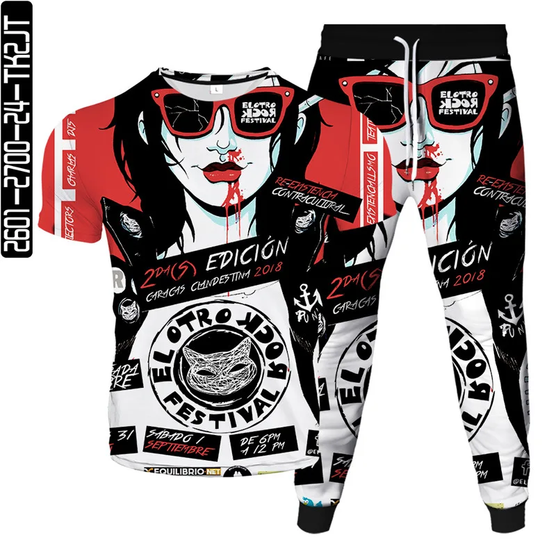 

2021 New Digital Printed Star T-shirt Set Men And Women Casual 3D Short Sleeve Trousers Two-Piece Set