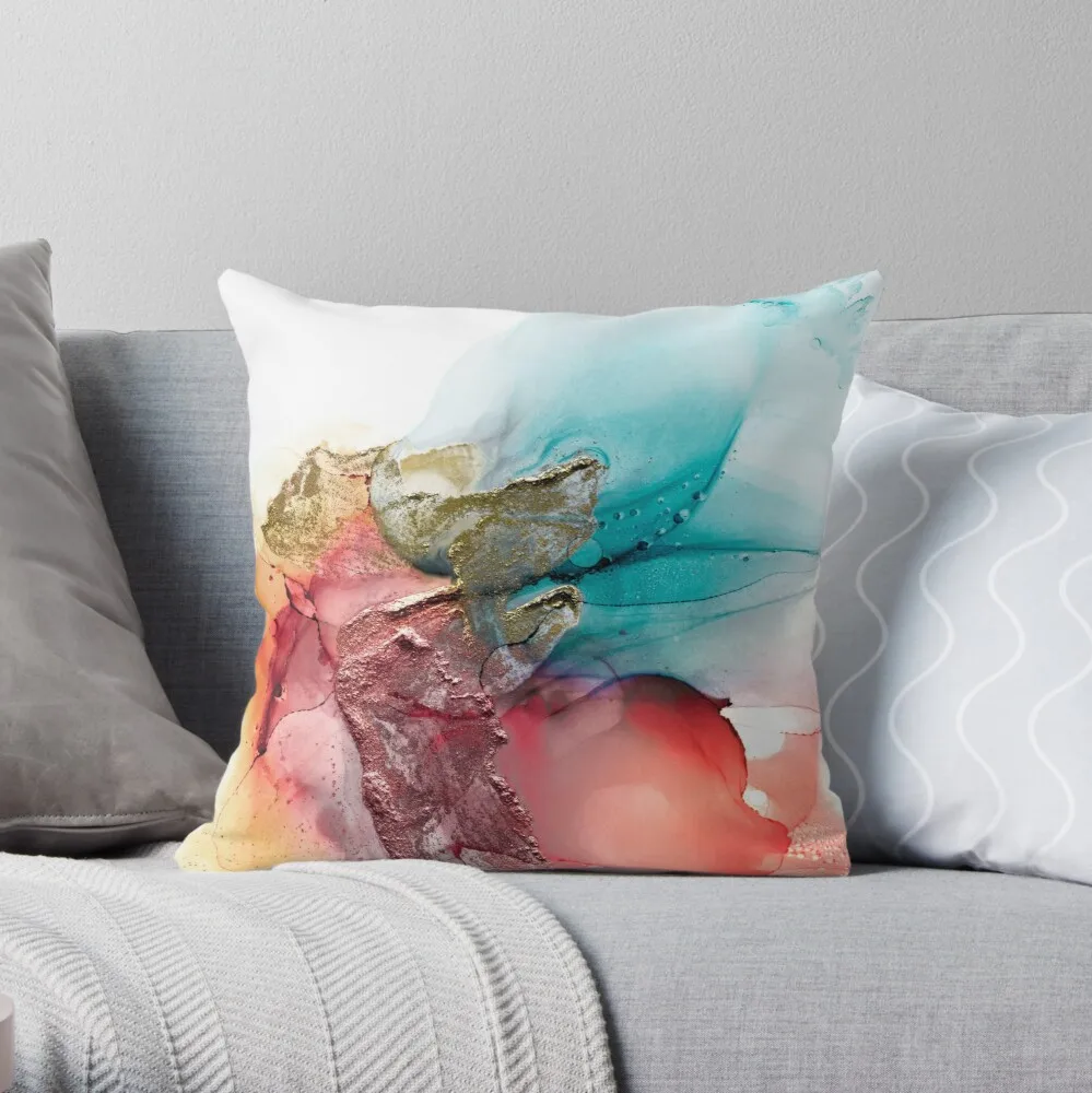 

Abstract Dragons, Alcohol Ink Painting Throw Pillow Cushion Cover Polyester Throw Pillows Case On Sofa Home Car Seat Decor
