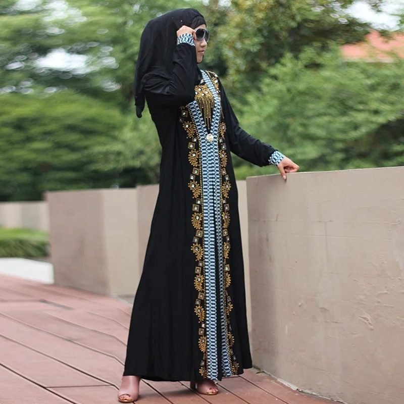 

Dubai Arab Abaya Women Muslim Long Dress Sequin Beading Kaftan Robes Elegant Splice Maxi Kanga Islamic African Clothing Caftan