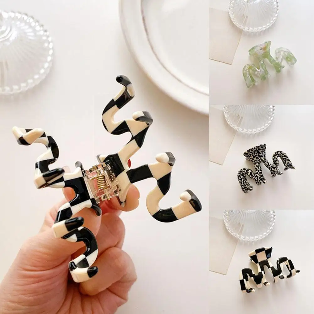 

M-образные ацетатные заколки для волос, большой размер, волнистые волосы, рандомные леопардовые заколки для волос для женщин, модный доступ ...