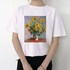 Моне искусство рисовать картину маслом футболка Женская Летняя мода Harajuku эстетику с принтом футболка с короткими рукавами с О-образным вырезом Футболка Femme