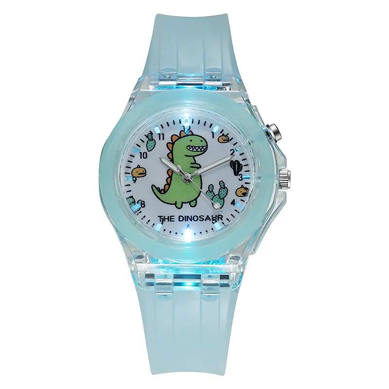 Fashion Cartoon Dinosaur Kids Watches Grils Flash Light Lumi