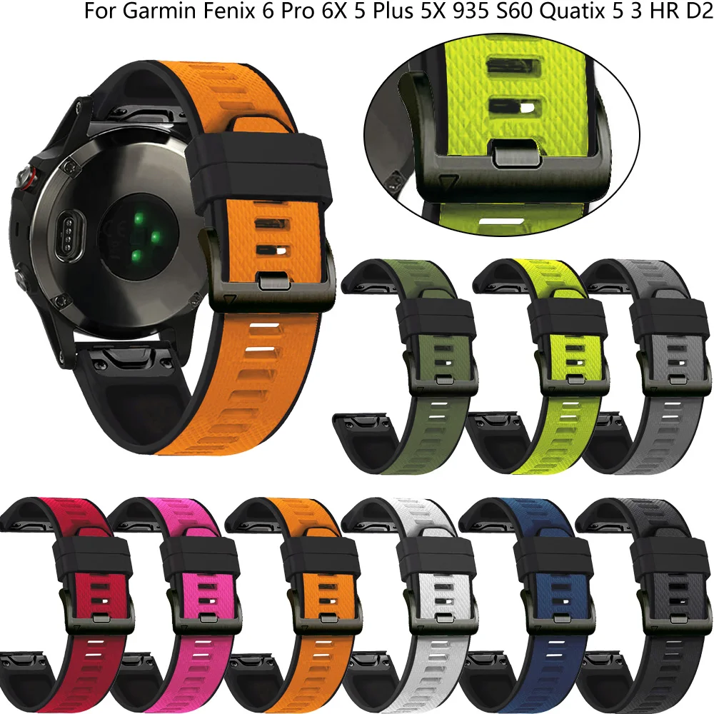 Ремешок силиконовый для смарт часов Garmin Fenix 6X 6 Pro 5X 5 Plus 3 HR 935 Enduro MK1 22 26 мм|Ремешки