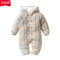 iyeal thick warm infant baby rompers winter clothes newborn baby boy girl knitted sweater jumpsuit hooded kid toddler outerwear