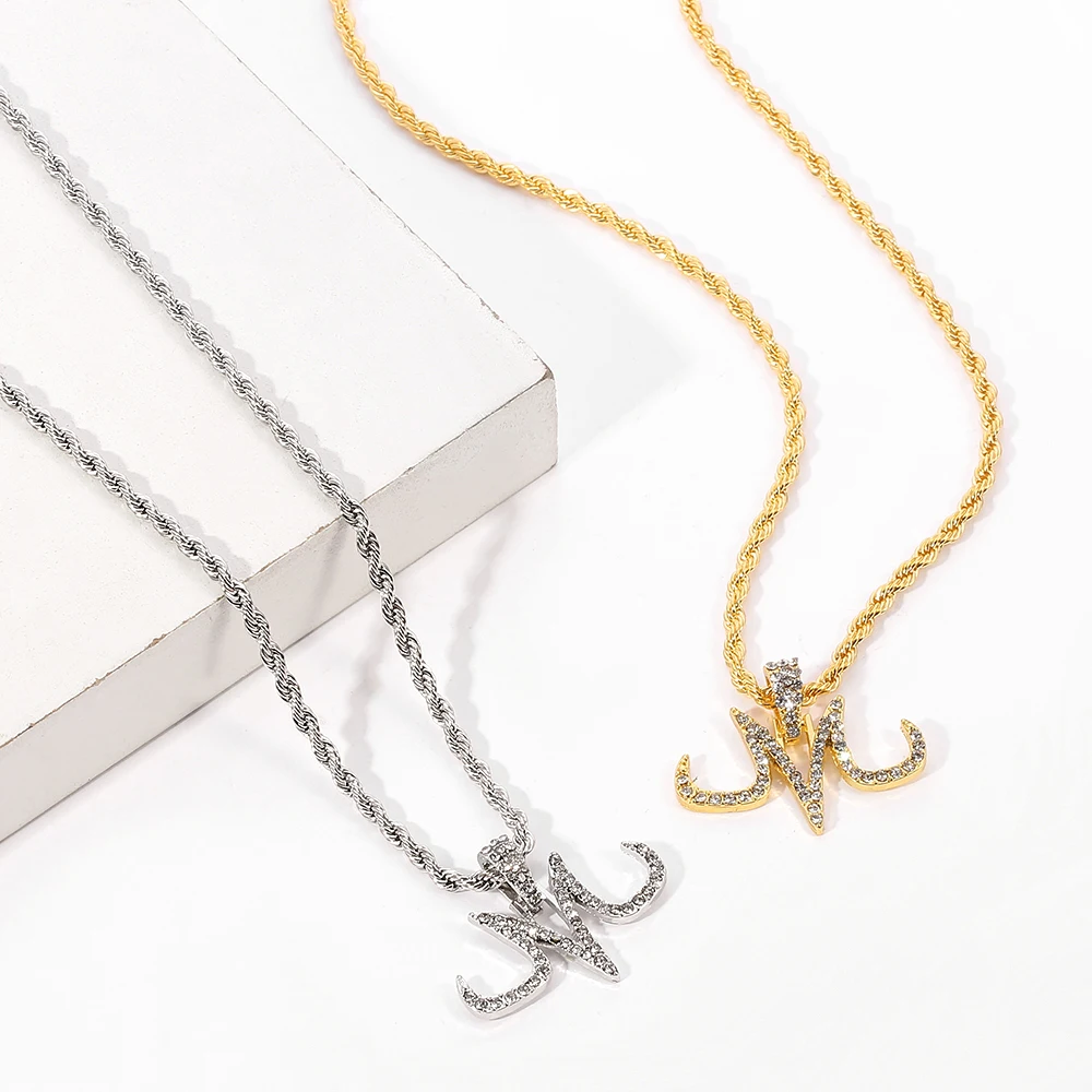 Ожерелье в стиле хип-хоп тату маджин-Буу кулон M Мирко-ПАВЕ CZ сверкающая цепочка