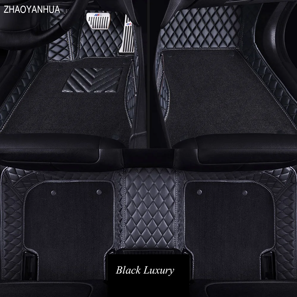 luxury all Black Пользовательские автомобильные коврики для Mercedes Benz W203 W204 W205 W201 W202 AMG C43 C63 C200 C220 водонепроницаемый кожаный Противоскользящий ковер - Название цвета: luxury all Black