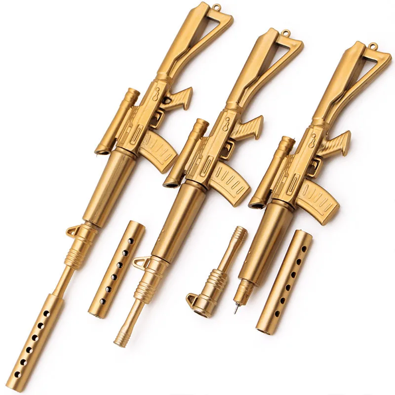

2 pcs/lot Creative Gold Gun Gel Pen Plastic Boeing Rifle Neutral Pen Weapon Pen for Boys Toy Pen School Supply Korean Stationery