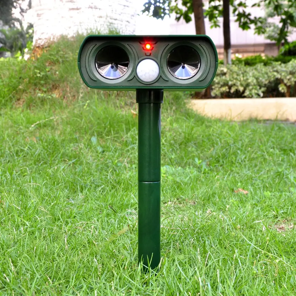 

2018 High Quality Green Garden Cat Dog Pest Repeller Solar Power Ultra Sonic Scarer Frighten Animal Repellent Outdoor Use