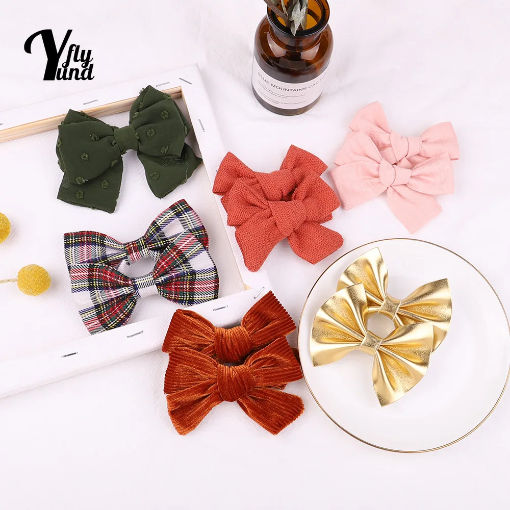 

Yundfly 1 PCS Fashion Plaids Print Bows Toddler Hair Clip Cute Handmade Bowknot Bangs Hairpin Baby Headwear Christmas Decoration