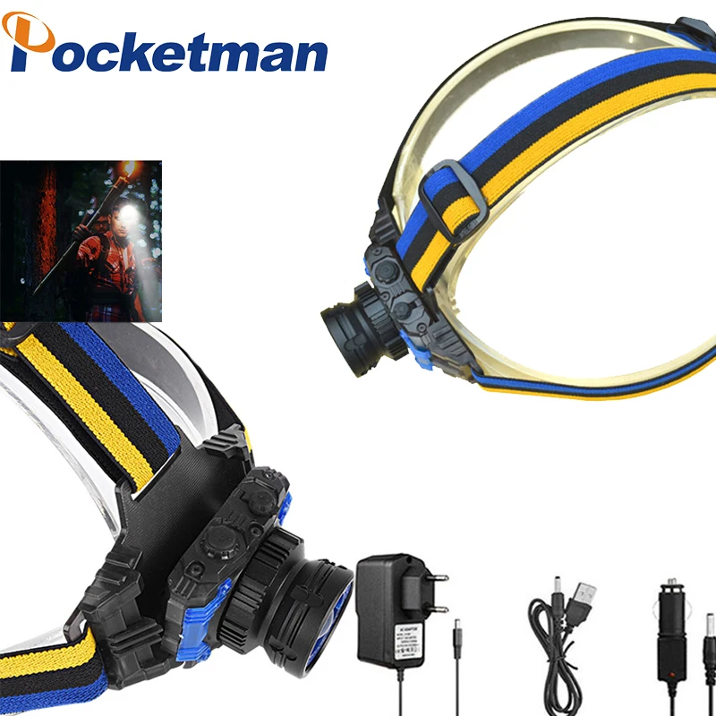 

Portable Super Bright DC Rechargeable Headlight Waterproof Zoomable Long-range Head Lamp With Built-in Battery For Adventure