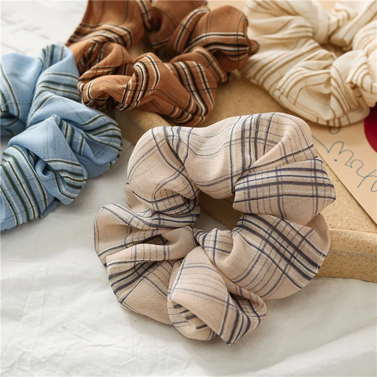 Новинка корейский милый цветочный большой клетчатый Эластичный шнурок для волос