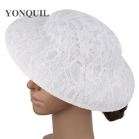 ivory lace imitation sinamay fascinator bases 30 cm make for women wedding diy hair accessories headpiece fedora caps 6 pcslot