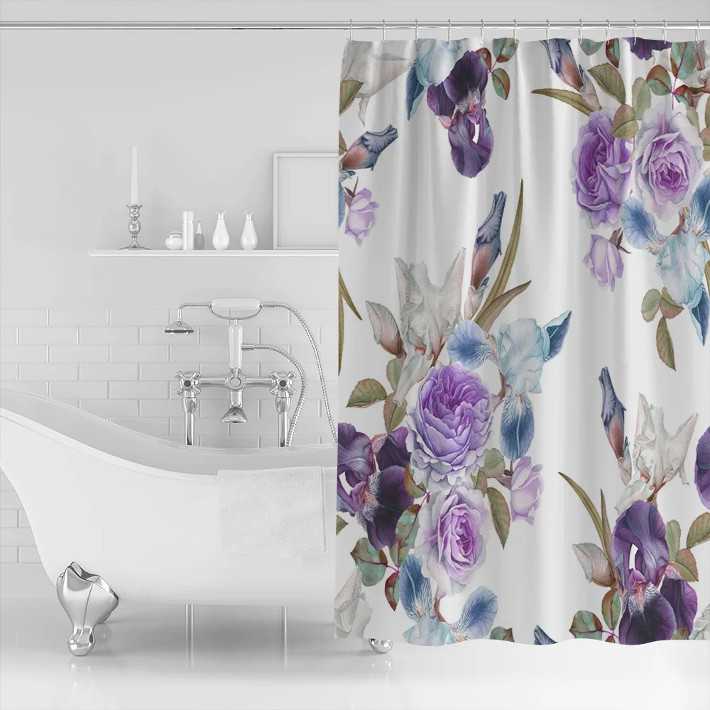 Ирис цветок фиолетовый синий букет занавеска для душа Водонепроницаемый