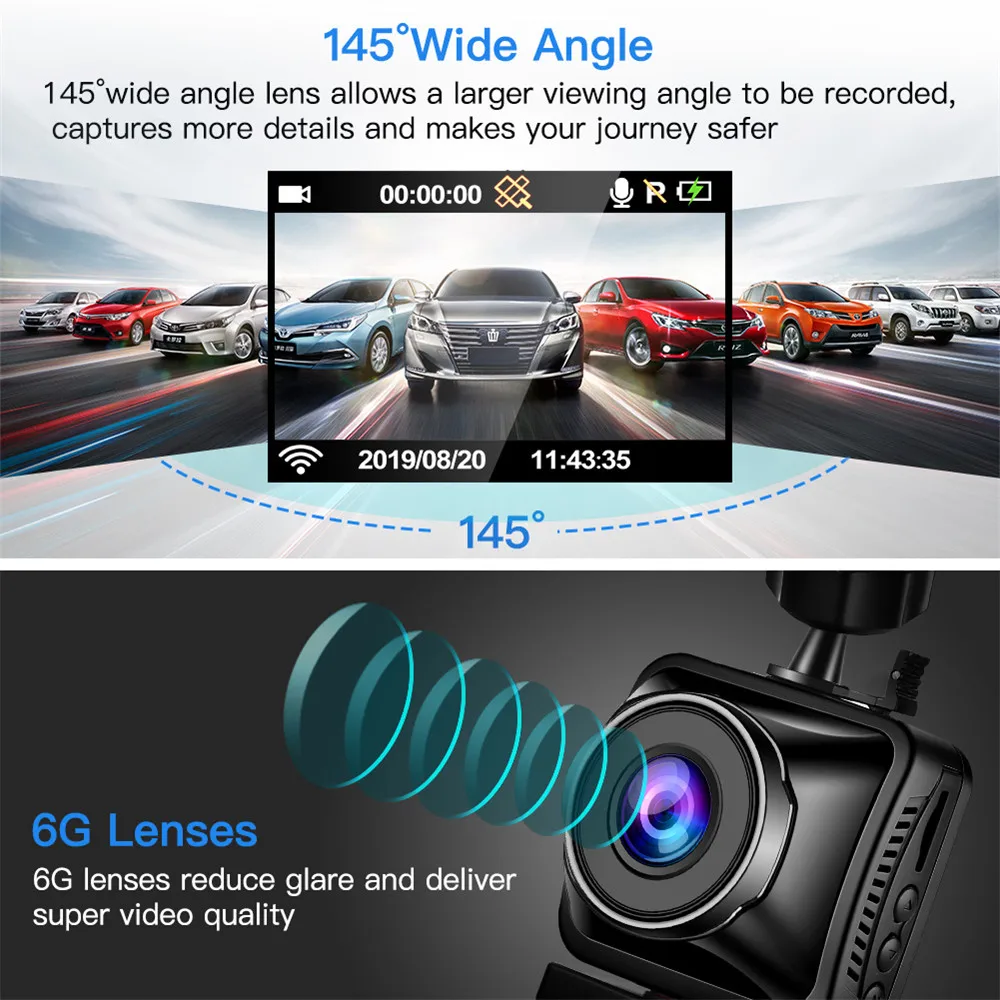 WonVon M5B Автомобильный видеорегистратор 145 ° lcd 2.0MP sony IMX307 IR ночного видения WiFi видеорегистратор HD 1080P двойной видеорегистратор g-сенсор циклическая запись