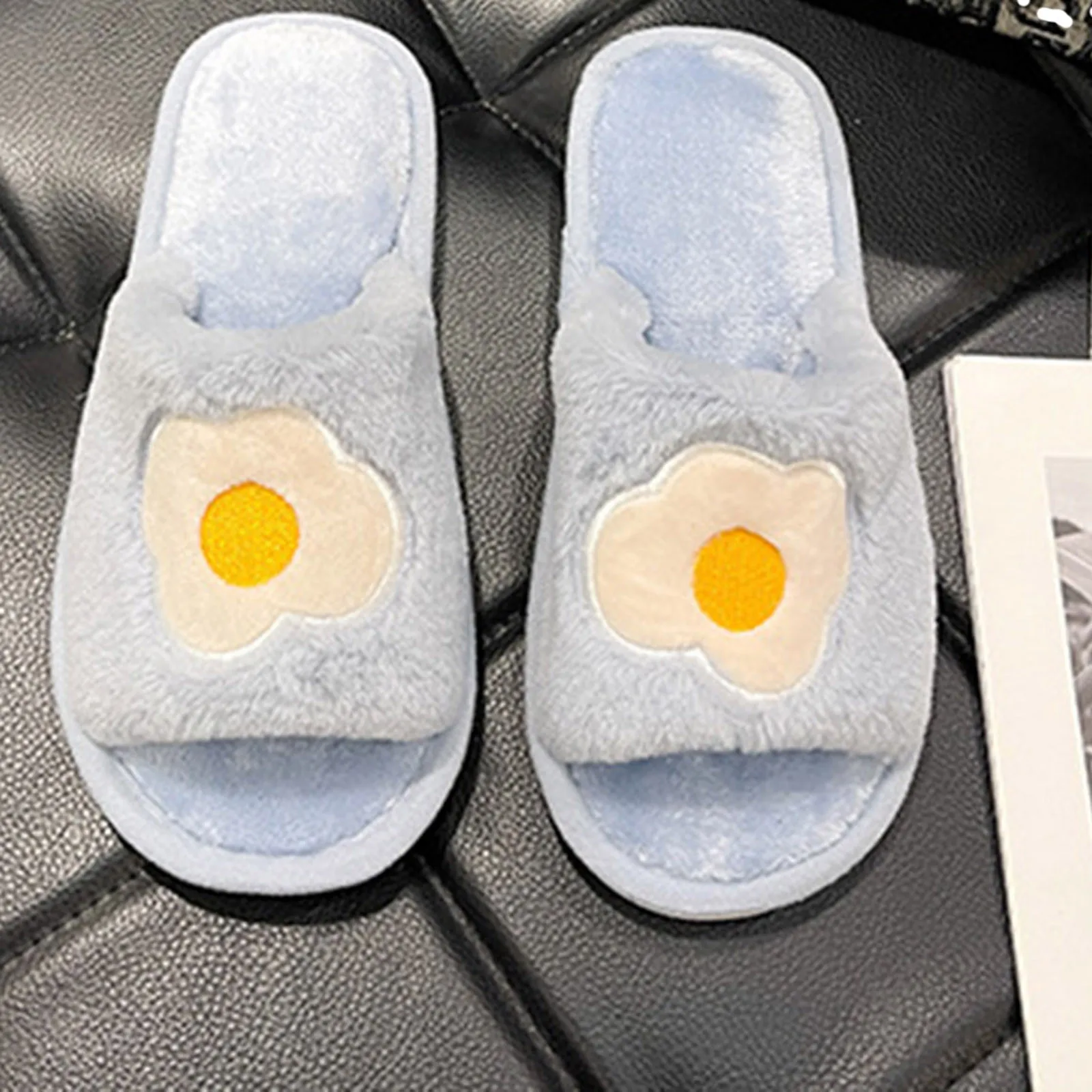 Симпатичные домашние женские меховые тапочки с мультяшным принтом фруктов