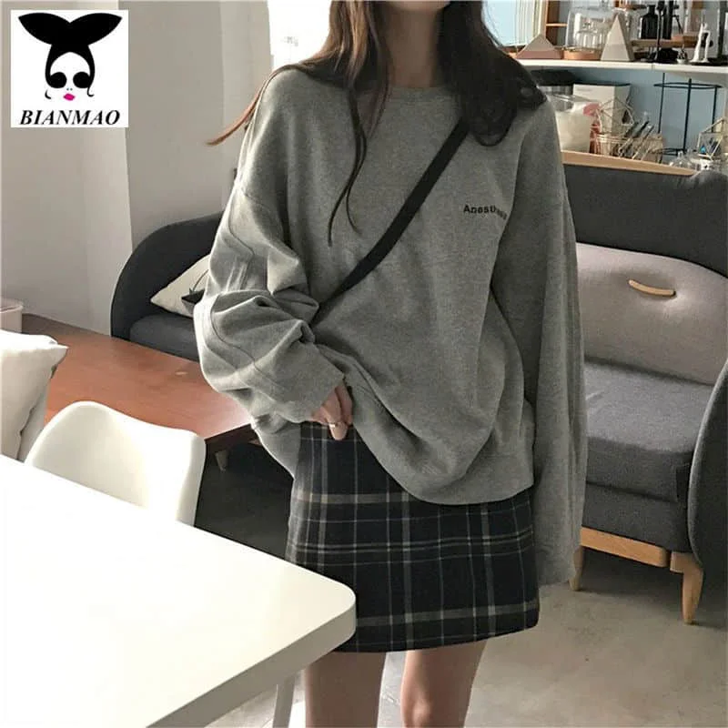 

Cotton large size casual sweatshirt girls fat sister loose Korean version of the autumn thin section bf stylet jacket ins tide