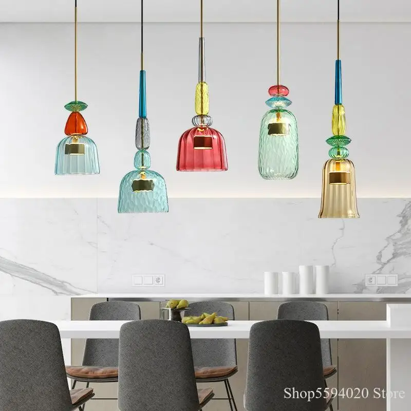 Цветная светодиодная Подвесная лампа Ins в современном стиле люстра из цветного