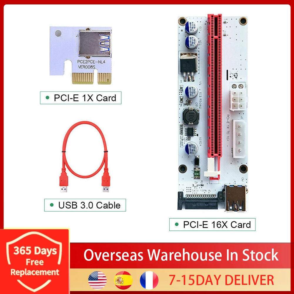 

VER008S переходная карта PCI-E PCI Express 1X для 16X удлинитель 60 см USB3.0 кабель 4Pin 6Pin SATA Мощность светодиодный для BTC Майнер добычи полезных ископаемых