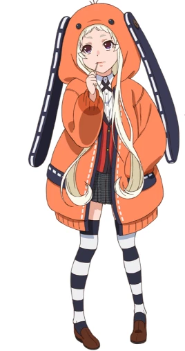 

2020 Anime Kakegurui Twin Yomoduki Runa cosplay Women pleated skirt sailor JK uniform Yellow rabbit ear coat halloween costume